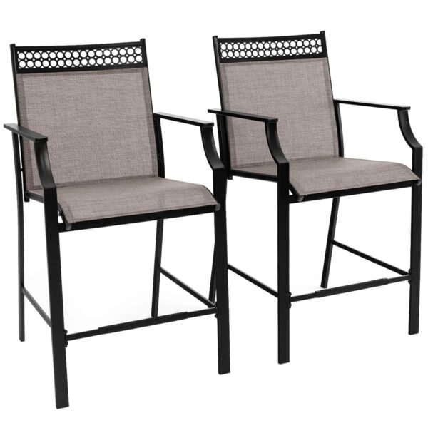 Costway 2er Set Hohe Gartenstühle Metallrahmen 180 kg Belastbar Kaffee