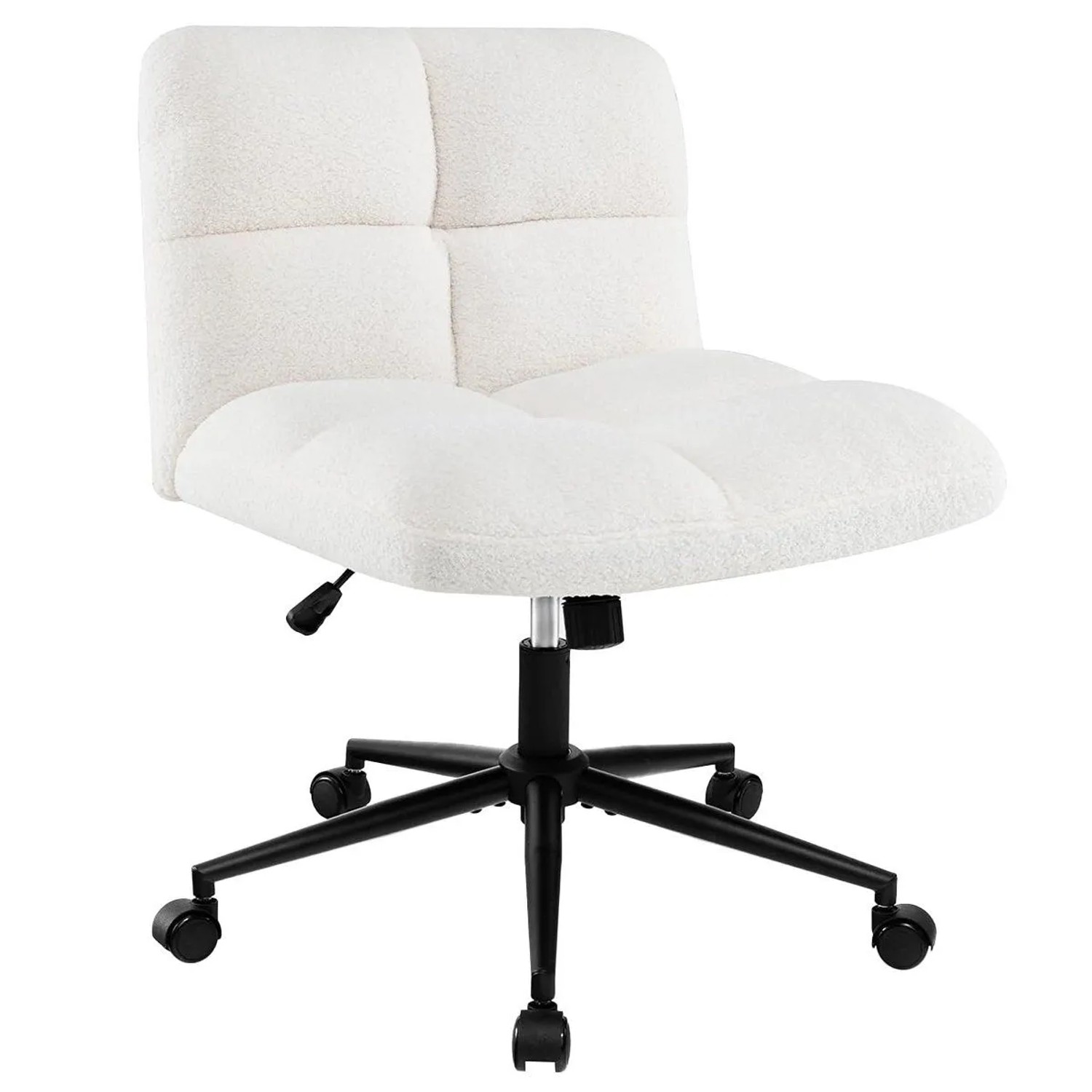 Costway Schneidersitz Stuhl mit Rollen Wippfunktion Modern Beige