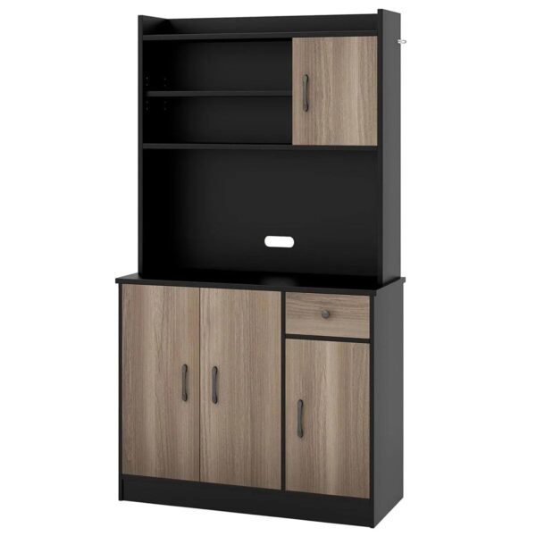Costway Küchenschrank mit Arbeitsplatte Hochschrank Küche Schwarz Costway Küchenschrank mit Arbeitsplatte Hochschrank Küche Schwarz