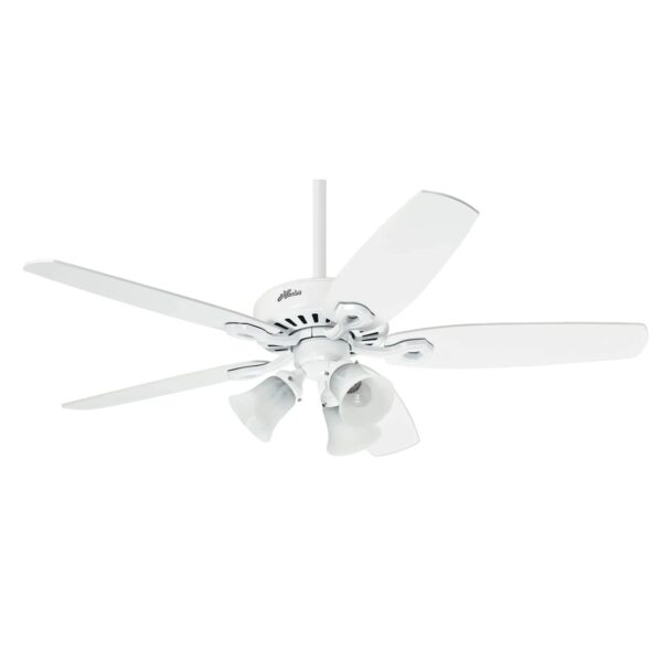 HUNTER FANS Deckenventilator Builder Plus 132 cm Weiß mit Beleuchtung und Zugketten