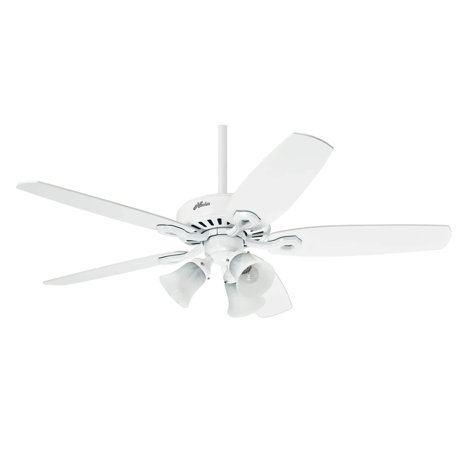 HUNTER FANS Deckenventilator Builder Plus 132 cm Weiß mit Beleuchtung und Zugketten