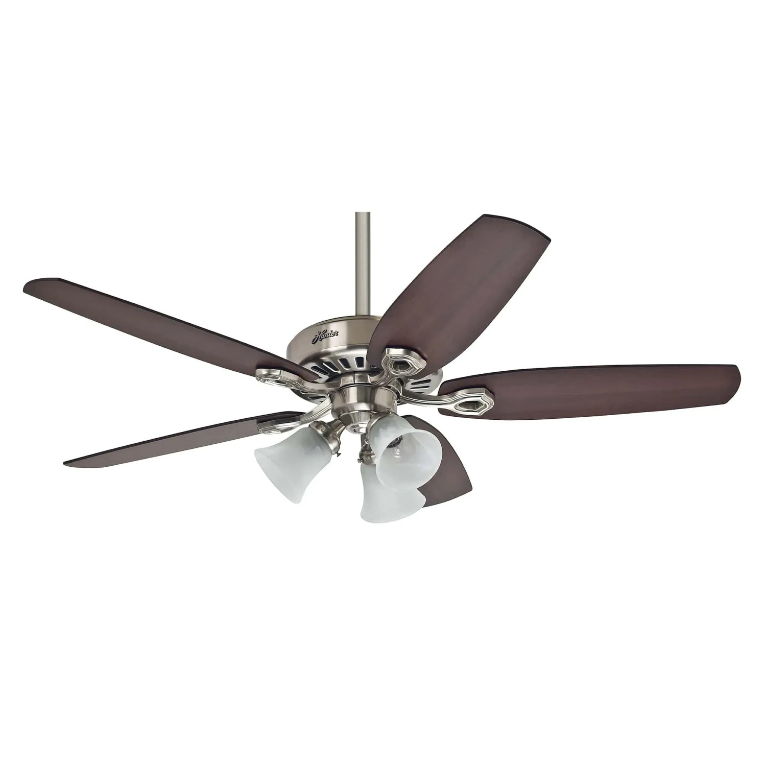 HUNTER FANS Deckenventilator Builder Plus 132 cm Nickel Gebürstet mit Beleuchtung und Zugketten