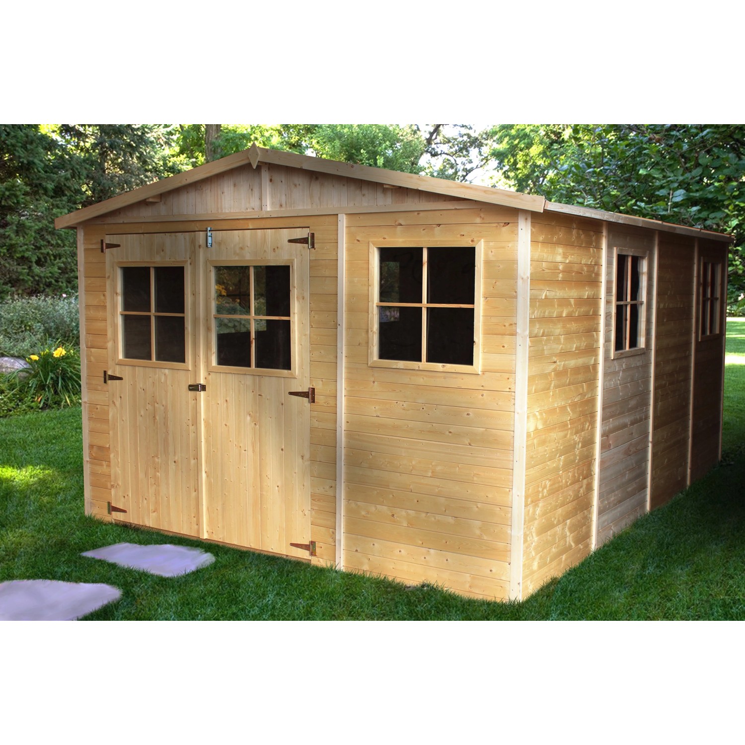 Timbela Gartenhaus Holz M336 11,97 m² mit Fenstern ohne Boden