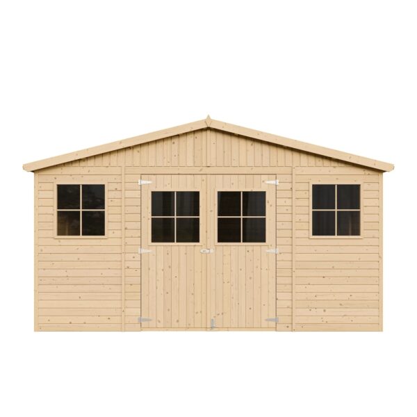 Timbela Gartenhaus Holz M330+M330G 15,84 m² mit Fenstern und Boden
