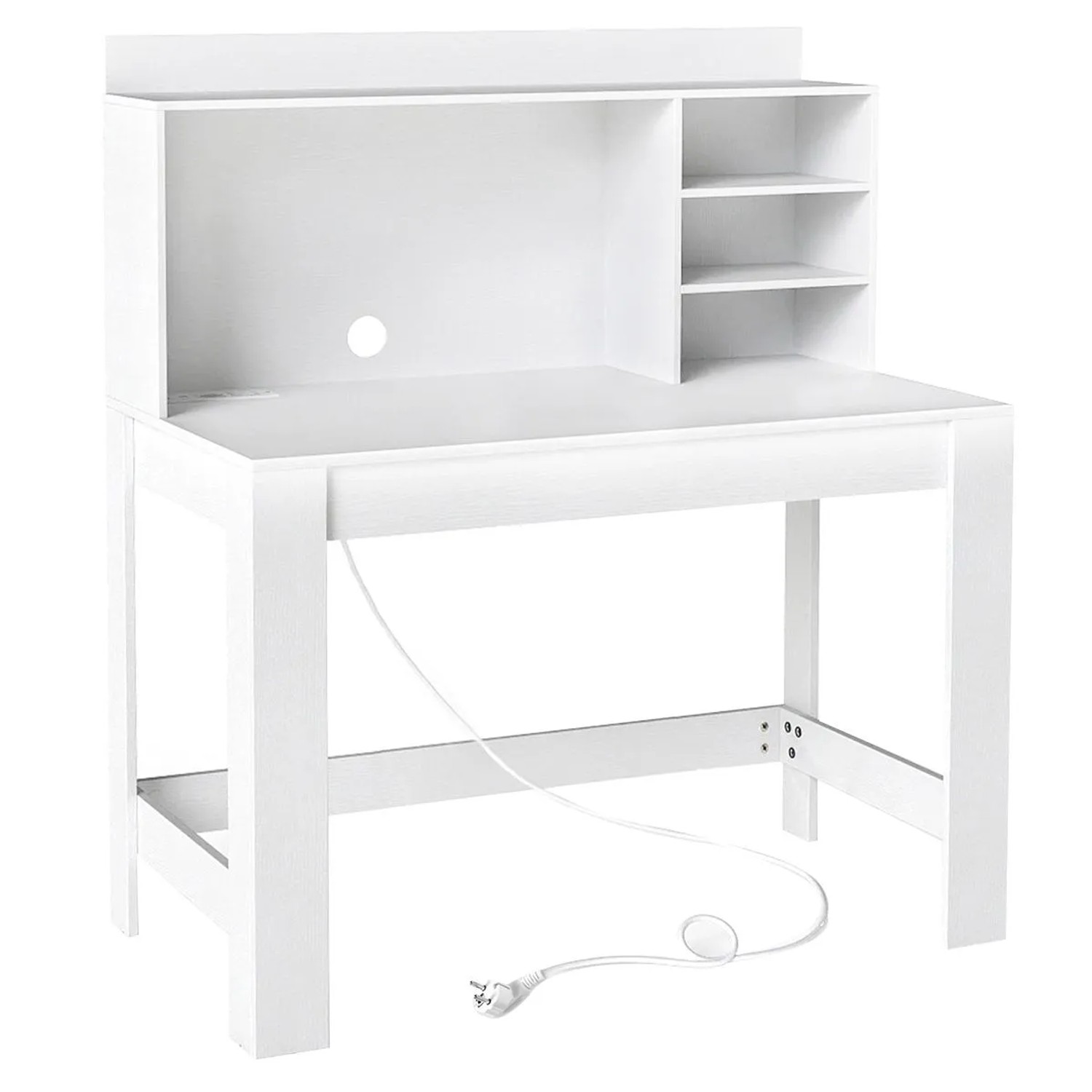 Costway Schreibtisch mit Ladestation & Steckdose Weiß