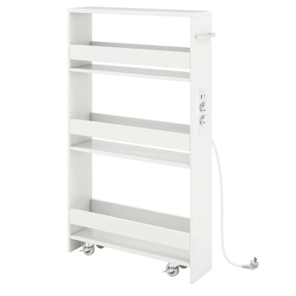 Costway Nischenwagen 13 cm Breit 4 Etagen Küchenwagen Weiß