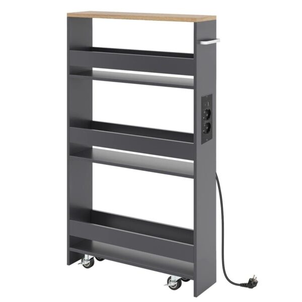 Costway Nischenwagen 13 cm Breit 4 Etagen Küchenwagen Grau Costway Nischenwagen 13 cm Breit 4 Etagen Küchenwagen Grau