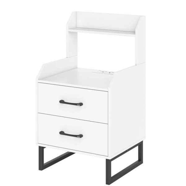 Costway Nachttisch mit Led & Ladestation Beistelltisch 45 x 40 x 80 cm