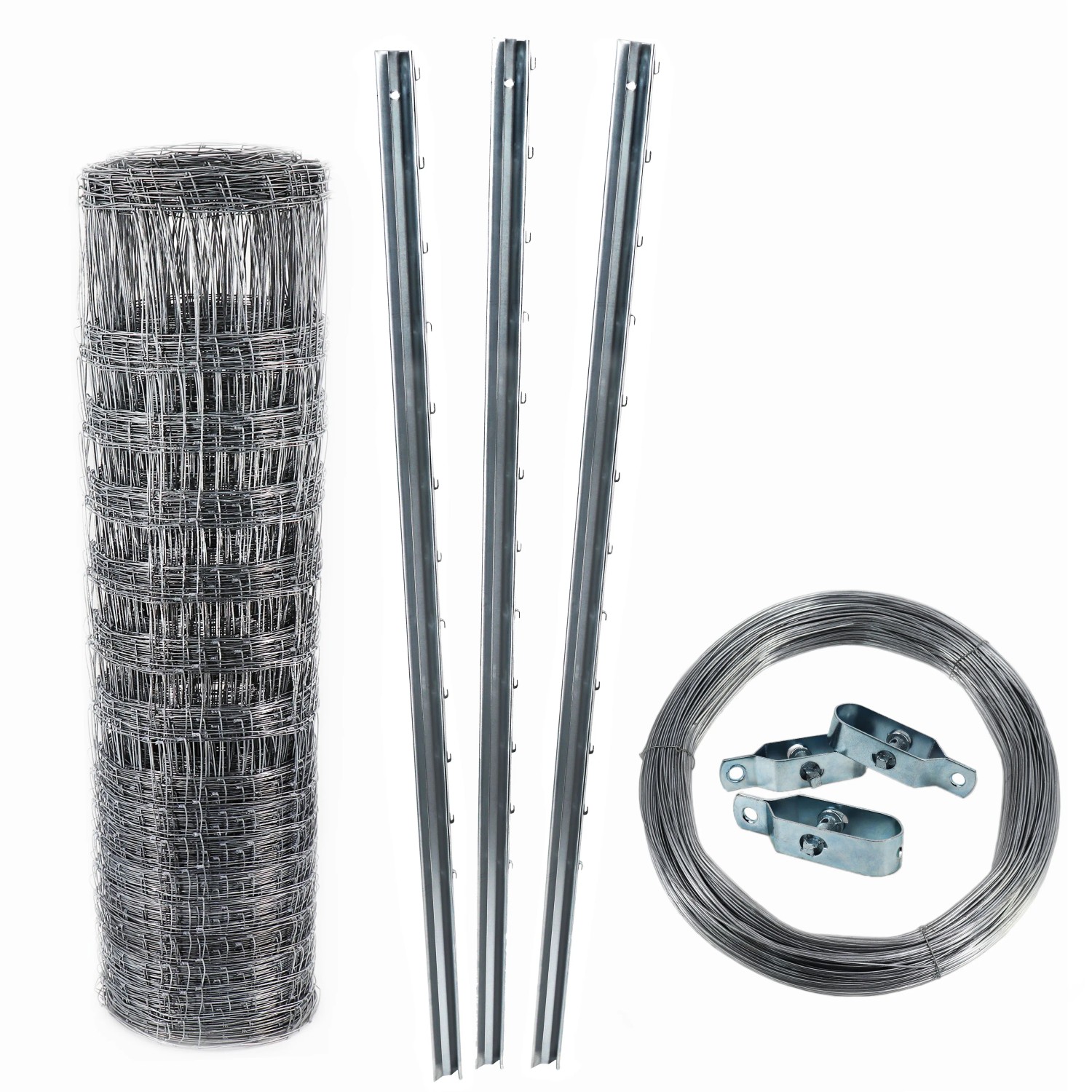 Aquagart 300m Wildzaun Forstzaun Knotengeflecht 125/13/30+ Pfosten + Spanndraht