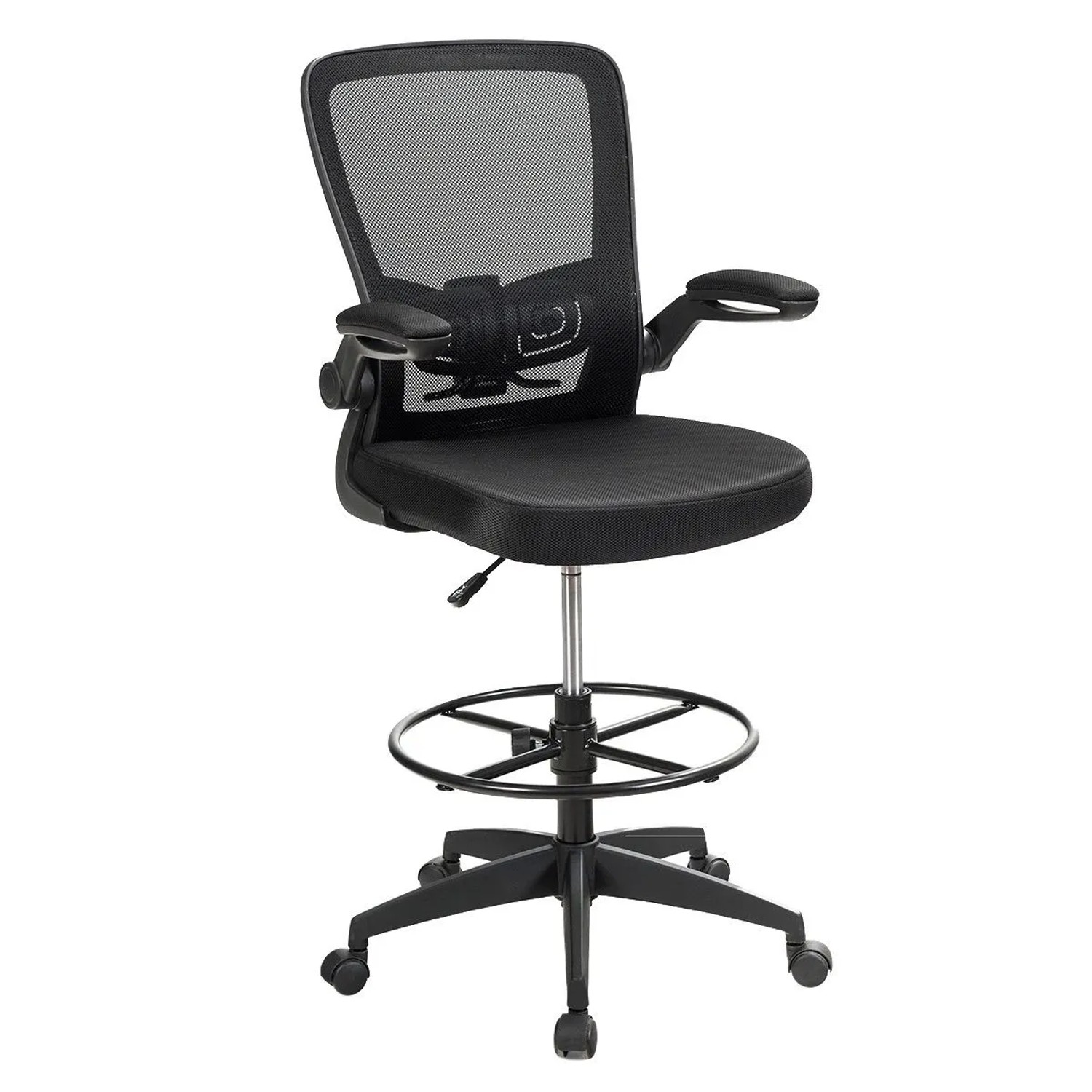 Costway Arbeitsstuhl mit Hochklappbaren Armlehnen 55-75 cm