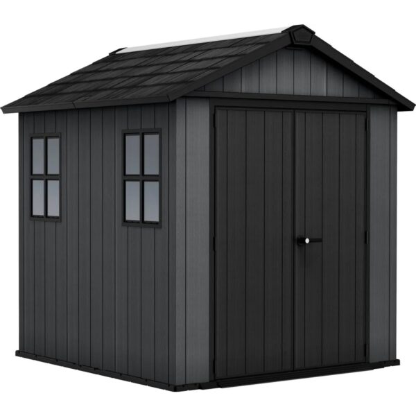 Keter Gartenhaus Newton 757 mit Satteldach Kunststoff Grau 223x230x246 cm Keter Gartenhaus Newton 757 mit Satteldach Kunststoff Grau 223x230x246 cm