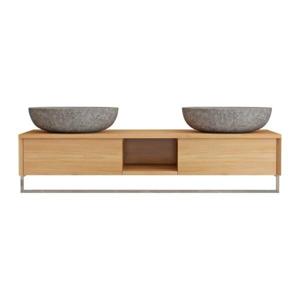 Vente-unique Doppelwaschtisch Kupang Naturfarben Hell 140 cm