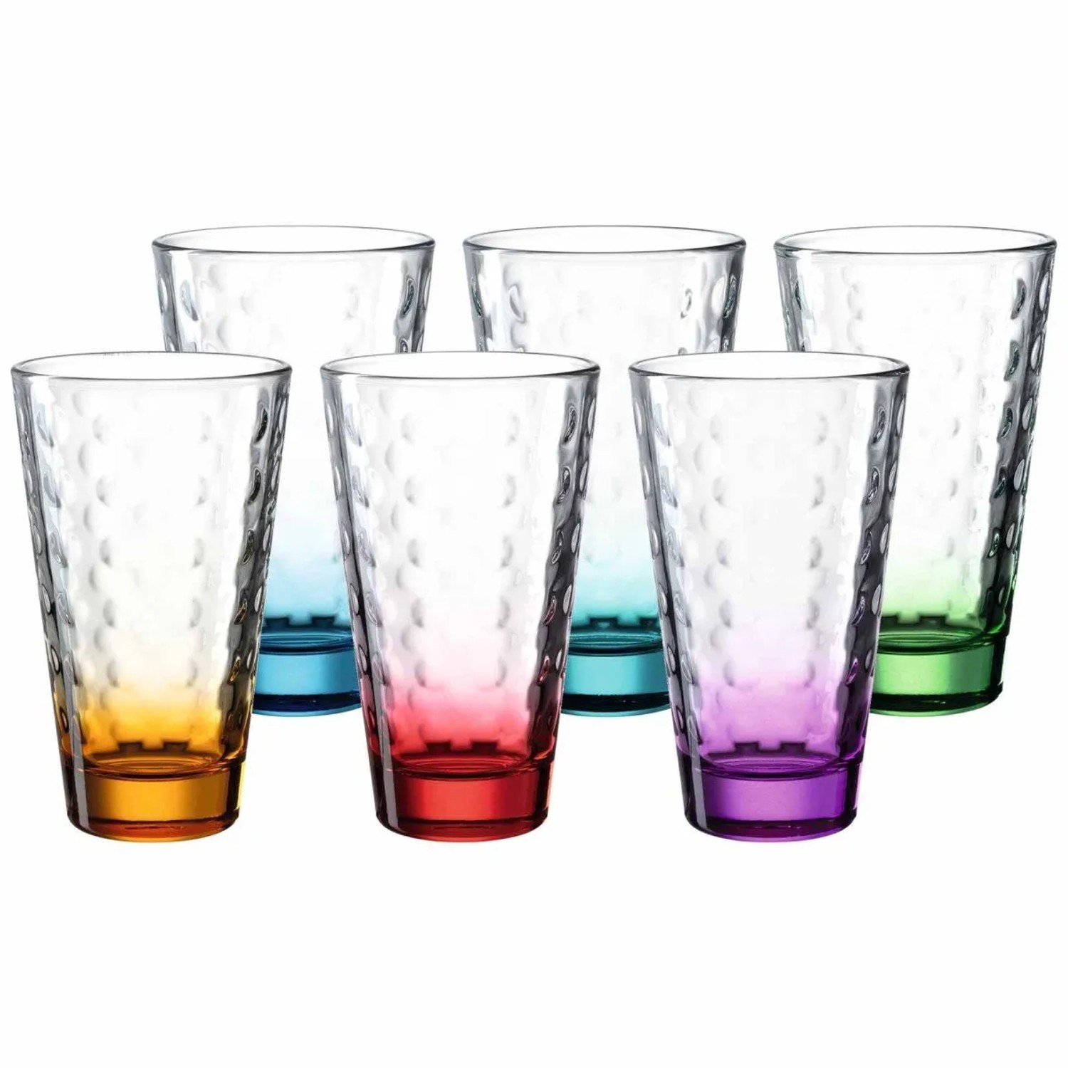 Leonardo Optic Trinkglas Groß 300 ml Boden Bunt 6er Set