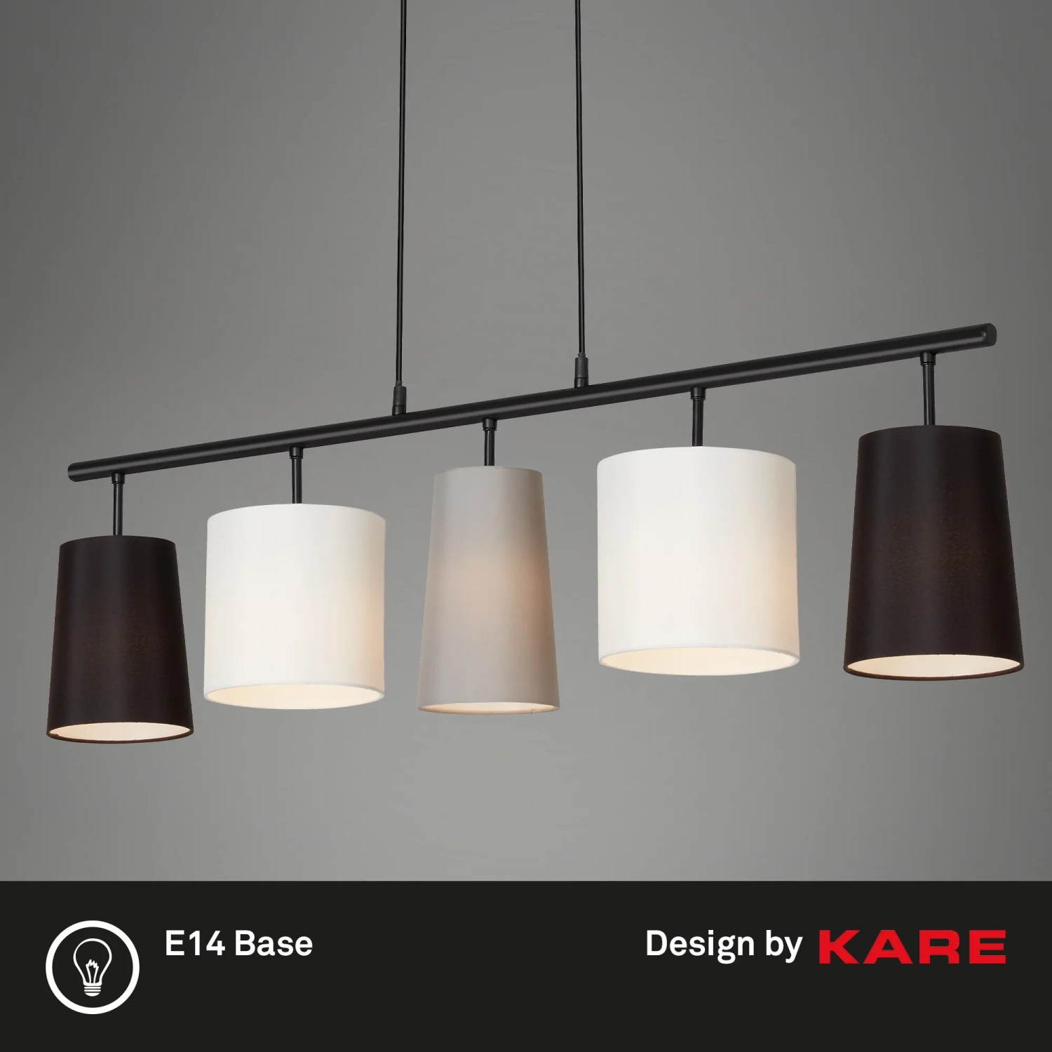 Brilo Pendelleuchte Shades 5-flammig Stoffschirme 96 cm Schwarz