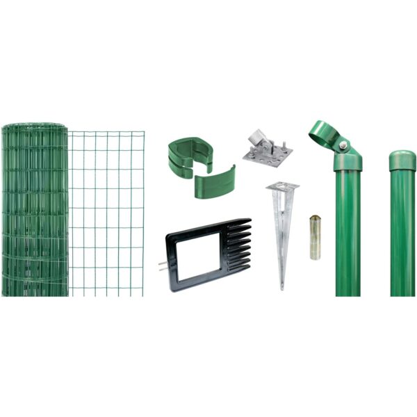 Metallzaun-Set Alberts Fix-Clip Pro 153 cm H. 25m L. Grün für Einschlagbodenh.