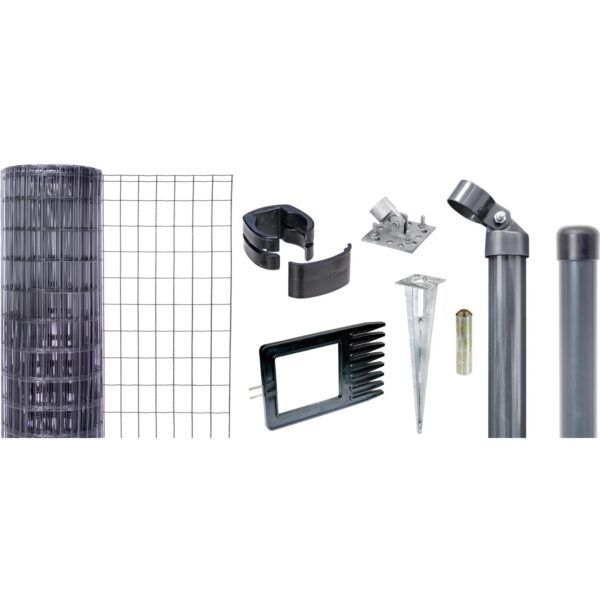Metallzaun-Set Fix-Clip Pro 122cm H. 25m L. Anthrazit für Einschlagbodenh.