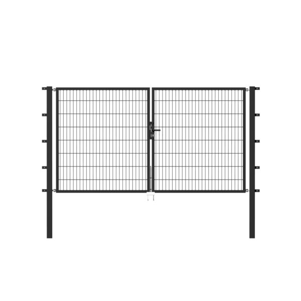 Metallzaun Doppeltor für Doppelstabmatte Anthrazit z. Einbeton. 100 cm x 250 cm