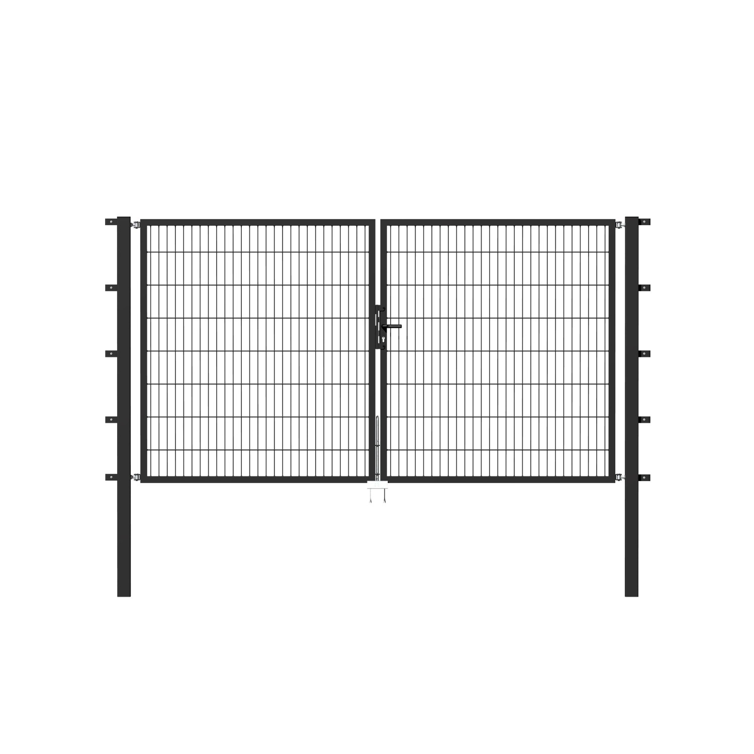 Metallzaun Doppeltor für Doppelstabmatte Anthrazit z. Einbeton. 100 cm x 250 cm