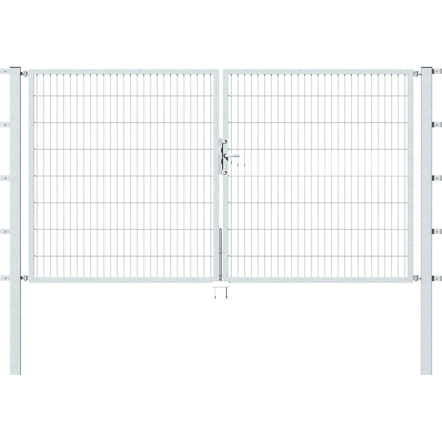 Metallzaun Doppeltor für Doppelstabmatte Feuerverzinkt 180 cm x 300 cm