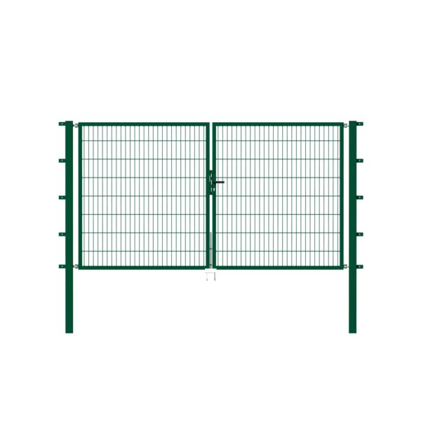 Metallzaun Doppeltor für Doppelstabmatte Grün z. Einbetonieren 100 cm x 300 cm