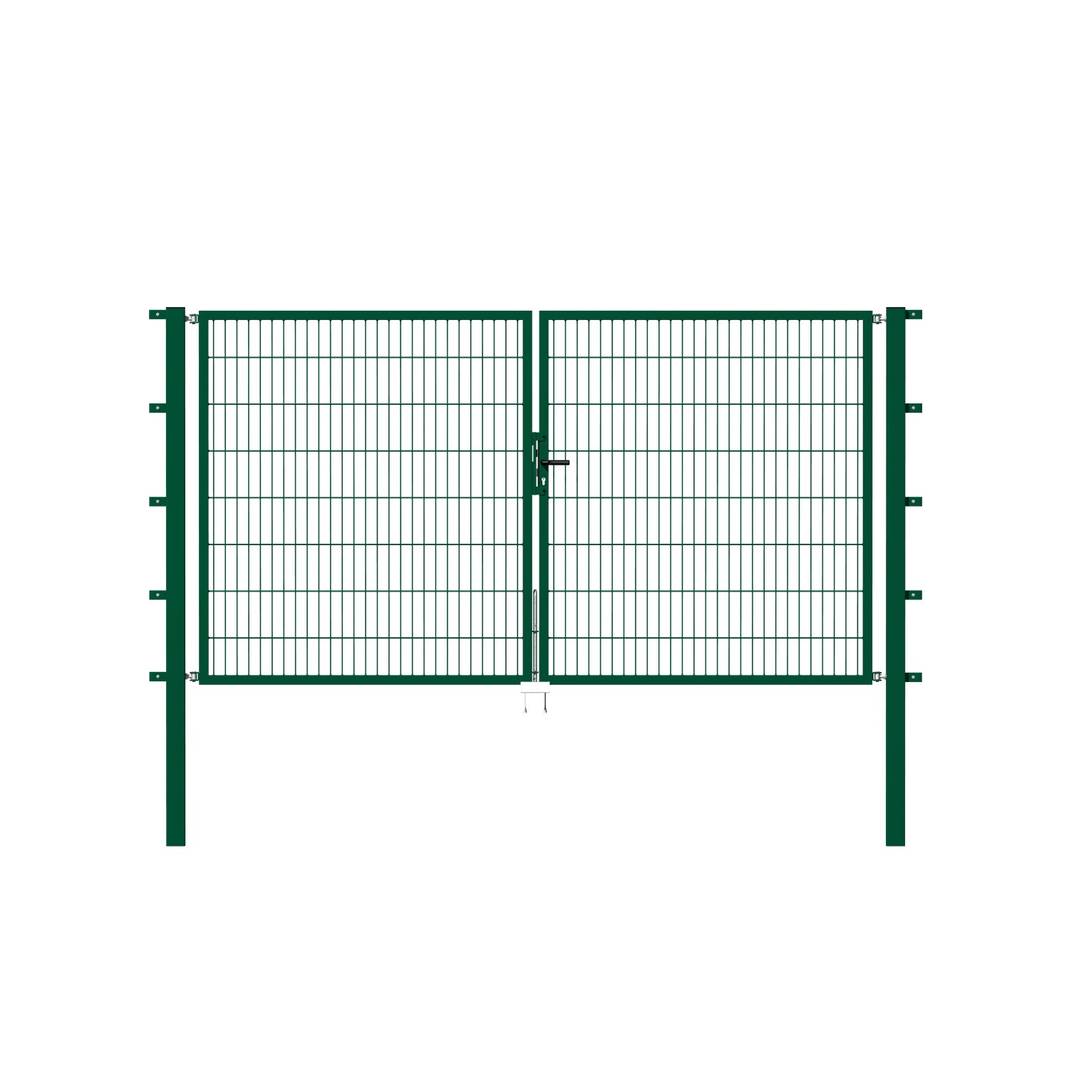 Metallzaun Doppeltor für Doppelstabmatte Grün z. Einbetonieren 100 cm x 300 cm