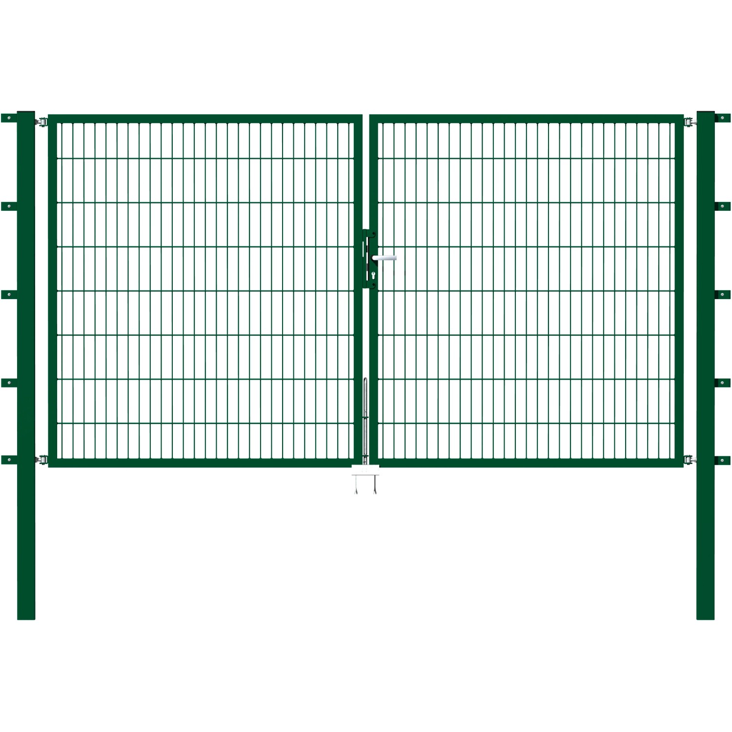 Metallzaun Doppeltor für Doppelstabmatte Grün 180 cm x 300 cm