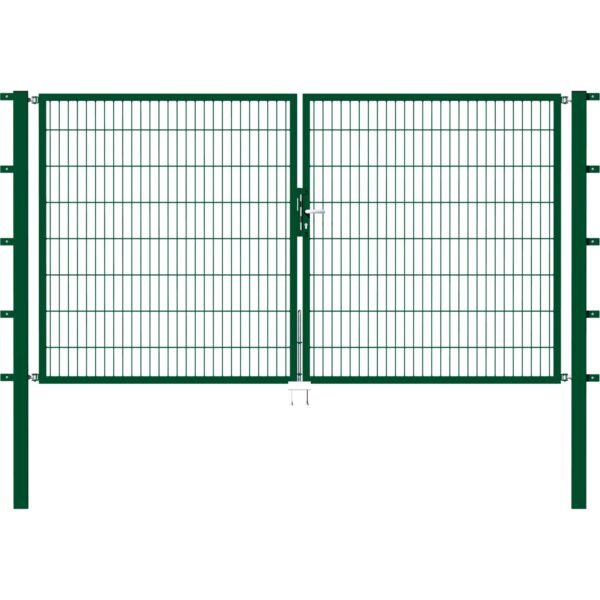 Metallzaun Doppeltor für Doppelstabmatte Grün 200 cm x 300 cm