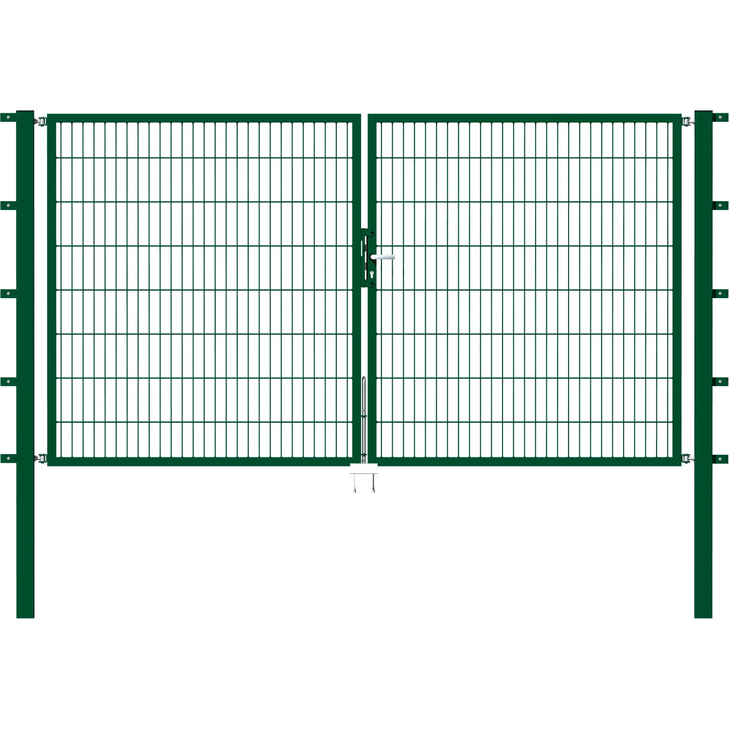 Metallzaun Doppeltor für Doppelstabmatte Grün 200 cm x 300 cm