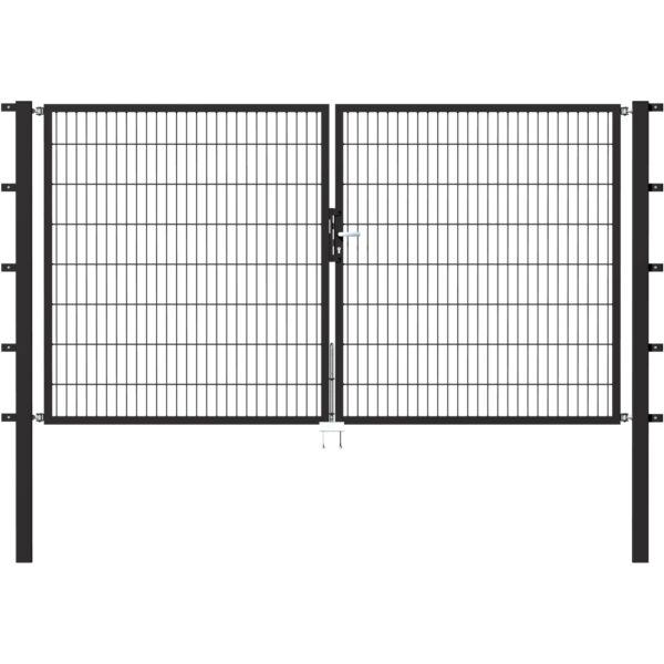 Metallzaun Doppeltor für Doppelstabmatte Anthrazit 180 cm x 300 cm