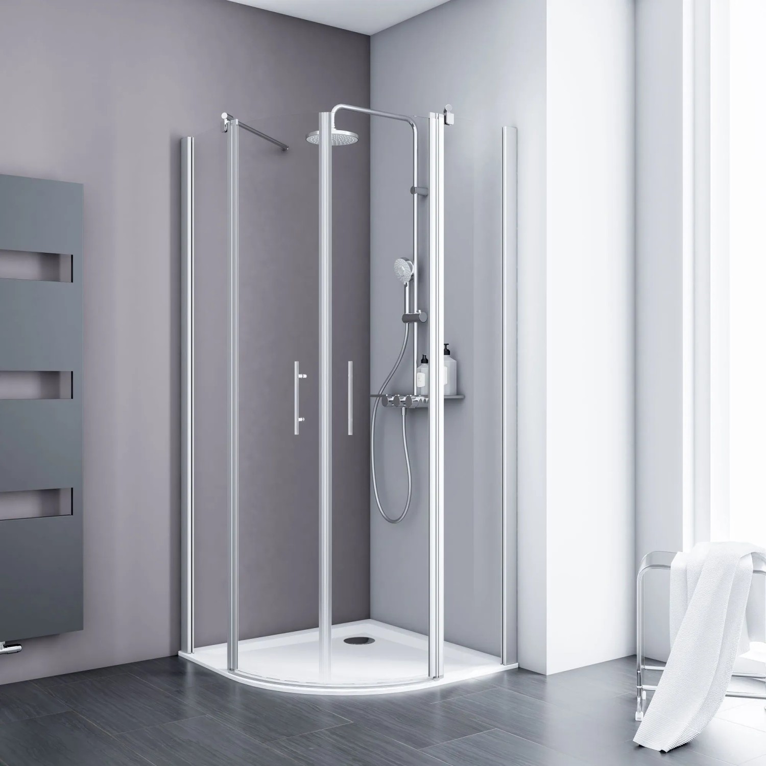 Schulte ExpressPlus Runddusche AlexaStyle2.0 4-tlg. Alu-Natur Radius 55cm