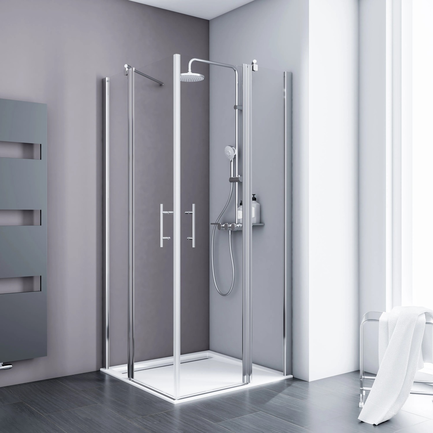 Schulte ExpressPlus Eckeinstieg 4-tlg. AlexaStyle2.0 Alunatur 80x80x192cm
