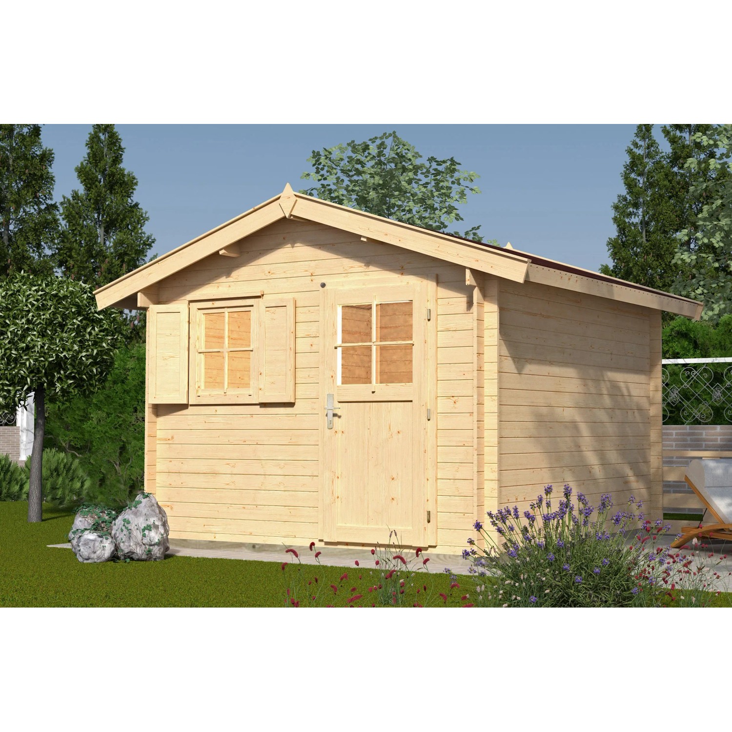 Weka Holz-Gartenhaus Satteldach Unbehandelt 380 cm x 334 cm