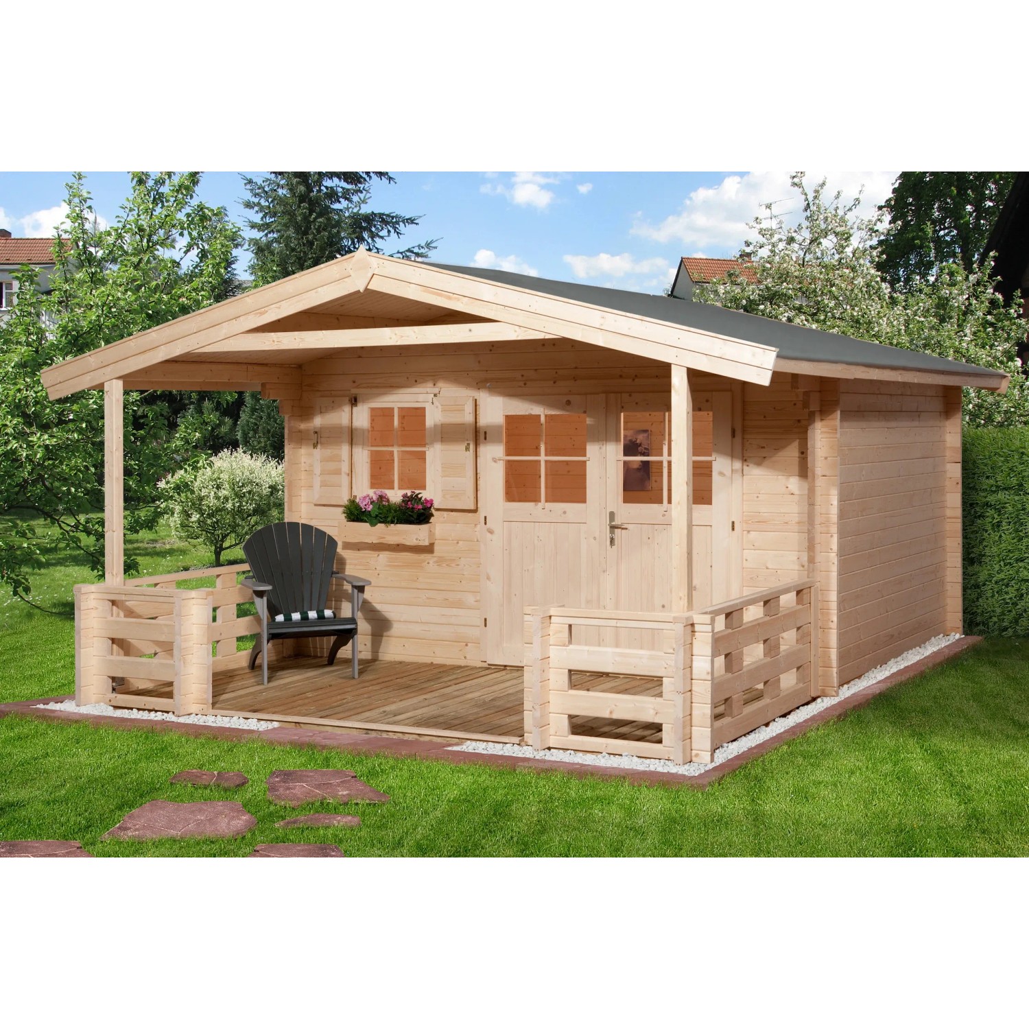 Weka Holz-Gartenhaus Satteldach Unbehandelt 510 cm