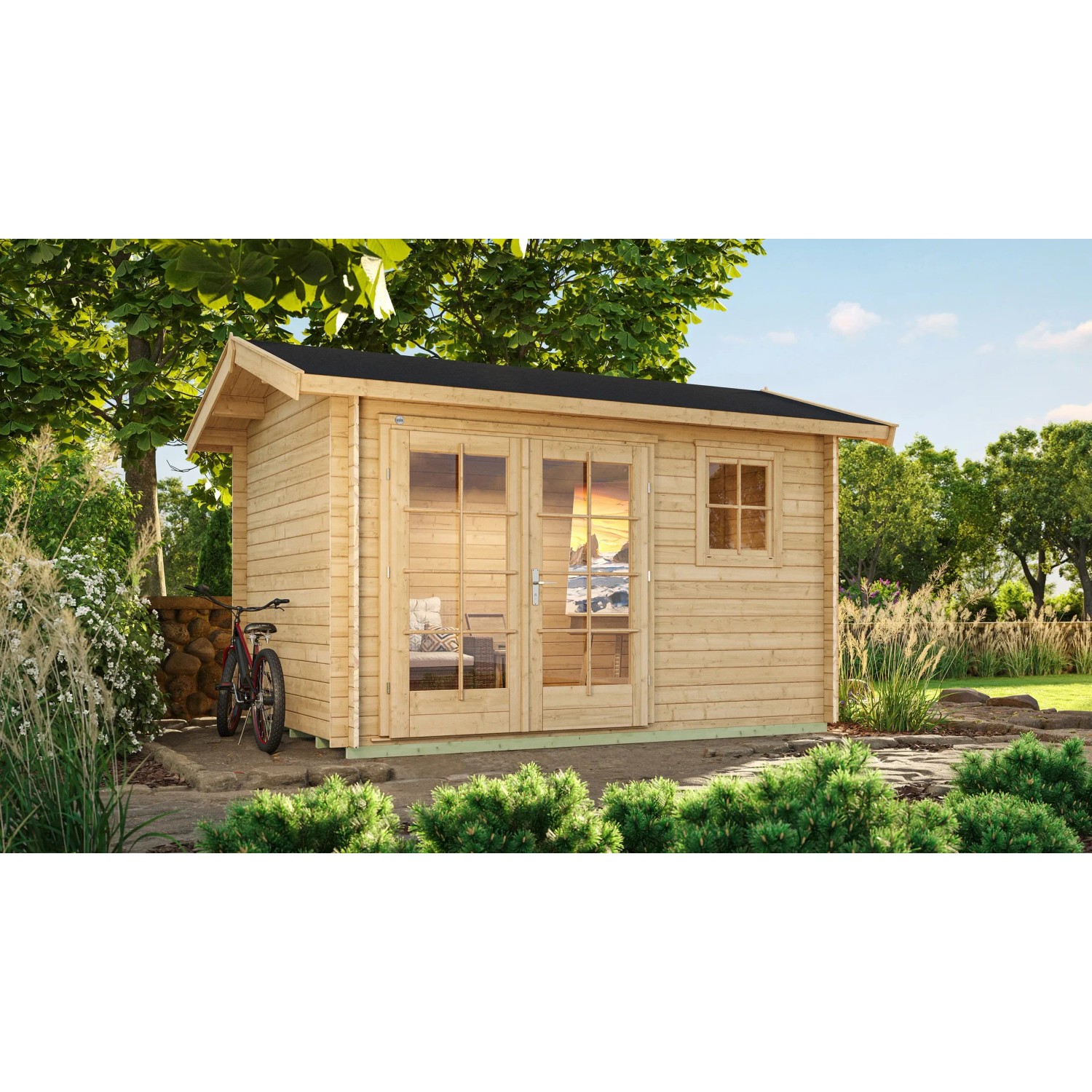 Weka Holz-Gartenhaus Satteldach Unbehandelt 410 cm x 300 cm