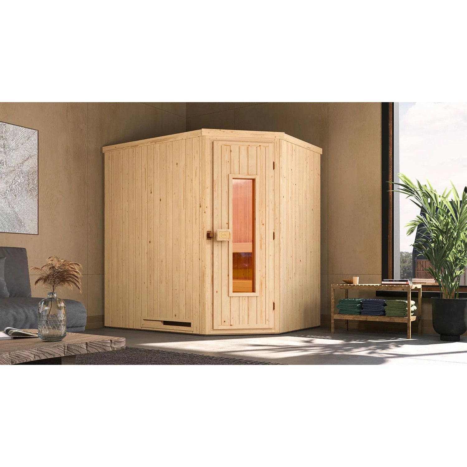 Weka Element-Ecksauna Varberg 1 Sparset 7,5 kW OS Holztür