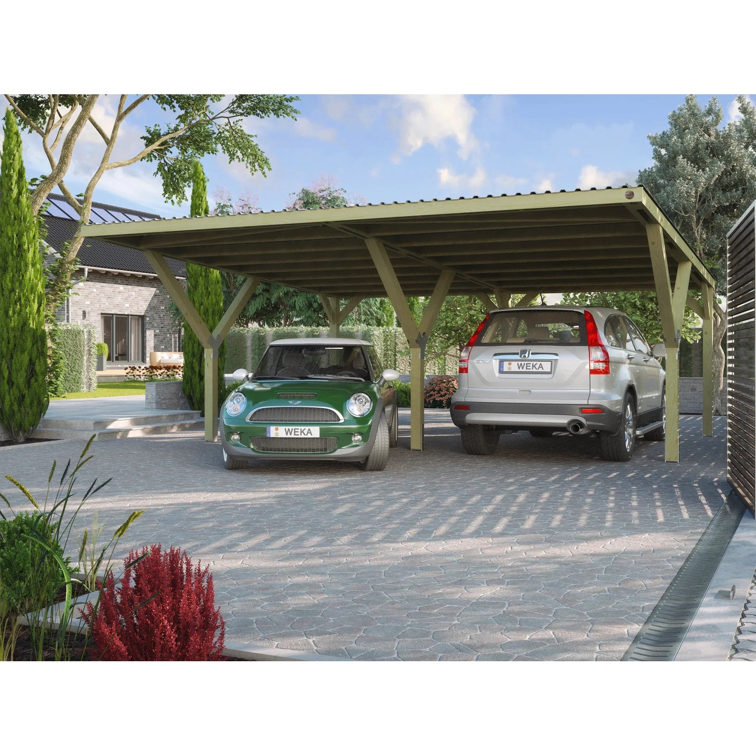WEKA Y-Doppelcarport BxT: 592 cm x 606 cm