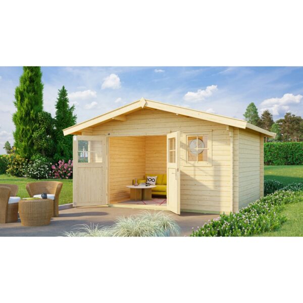 Weka Holz-Gartenhaus Verona Satteldach Unbehandelt 380 cm x 450 cm Weka Holz-Gartenhaus Verona Satteldach Unbehandelt 380 cm x 450 cm