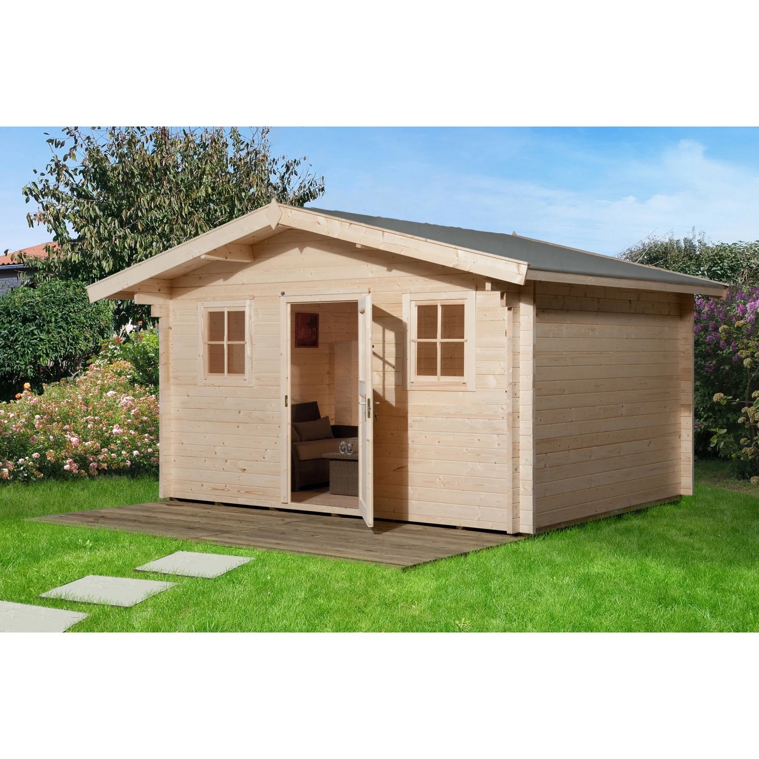 Weka Holz-Gartenhaus Satteldach Unbehandelt 450 cm