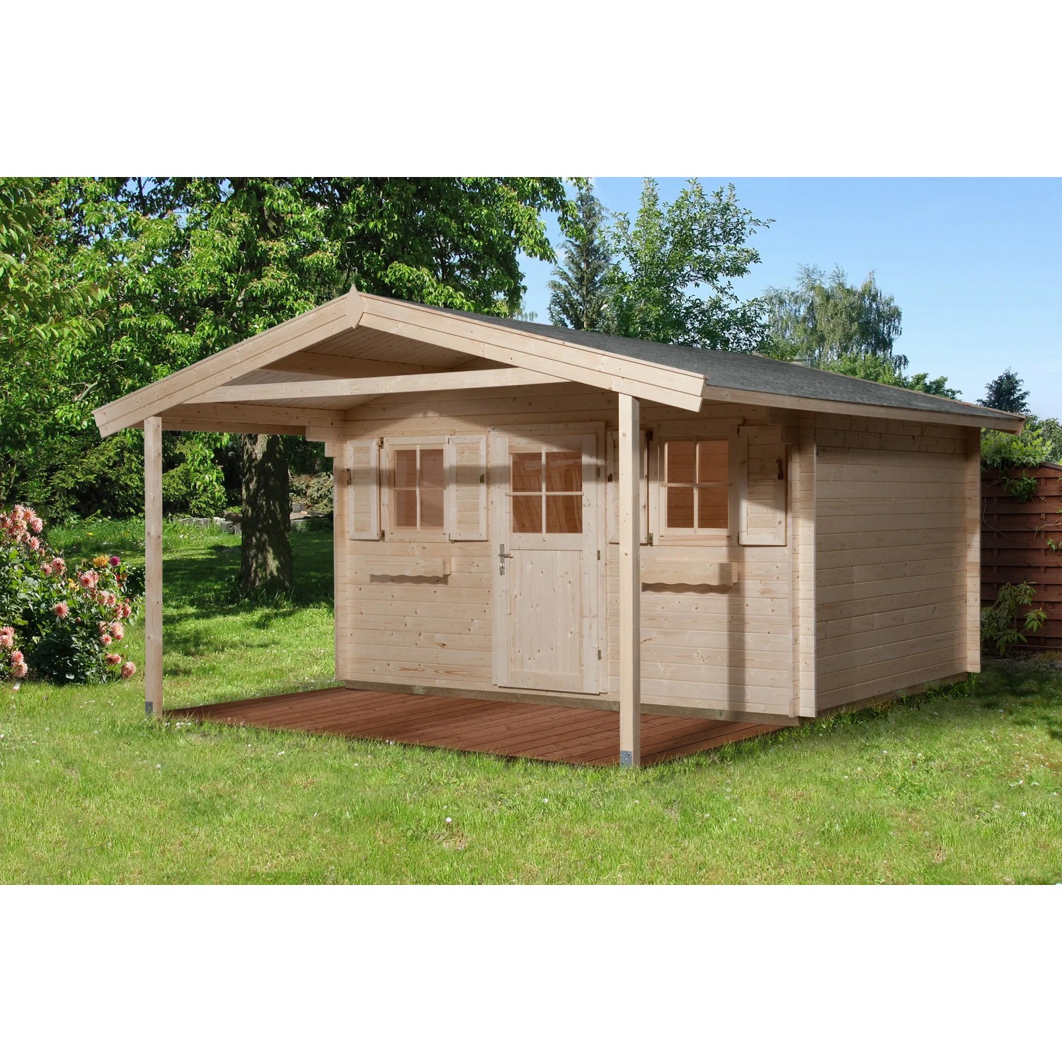 Weka Holz-Gartenhaus Satteldach Unbehandelt 590 cm