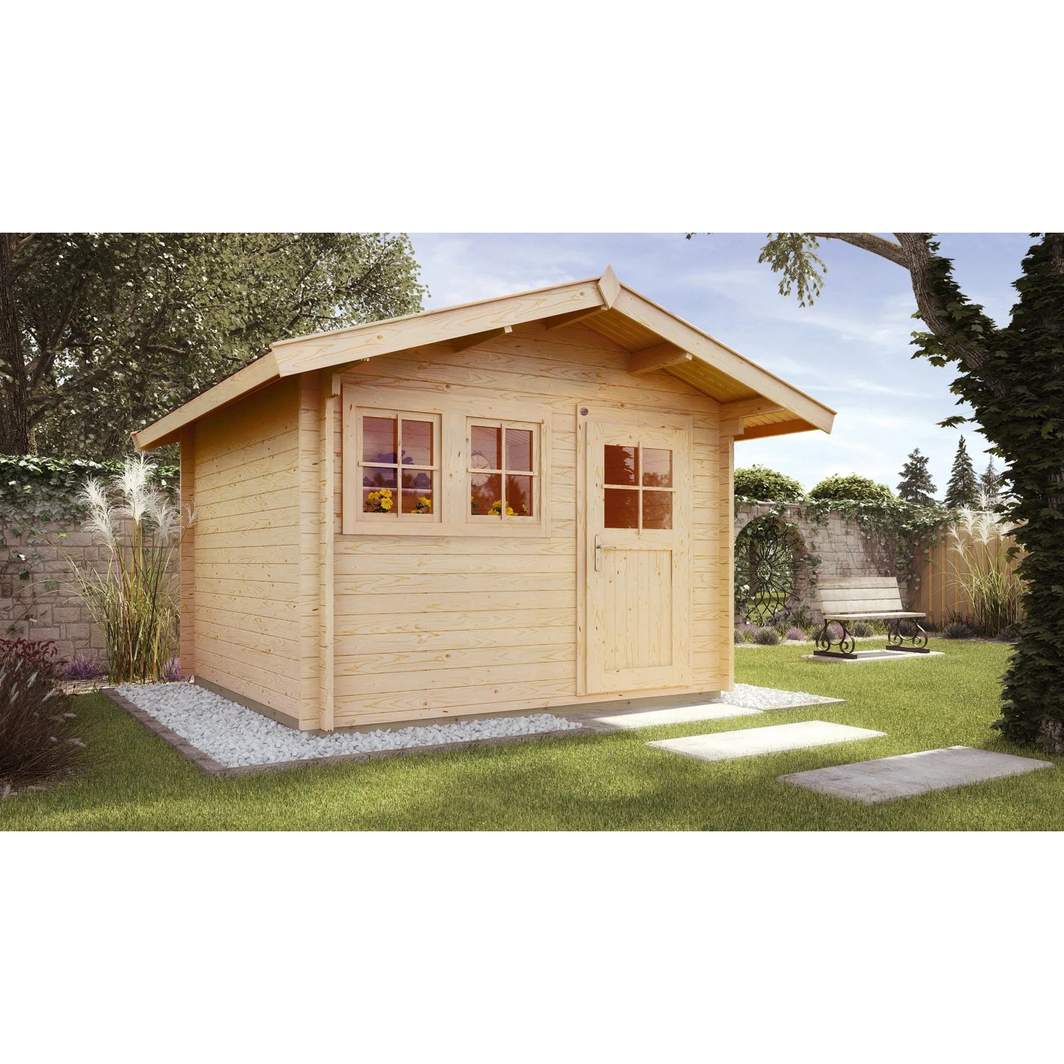 Weka Holz-Gartenhaus Satteldach Unbehandelt 370 cm