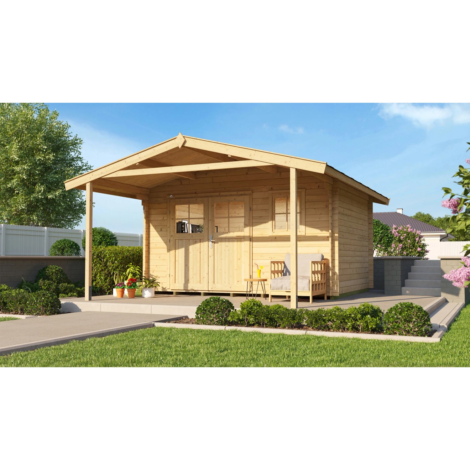 Weka Holz-Gartenhaus Satteldach Unbehandelt 510 cm