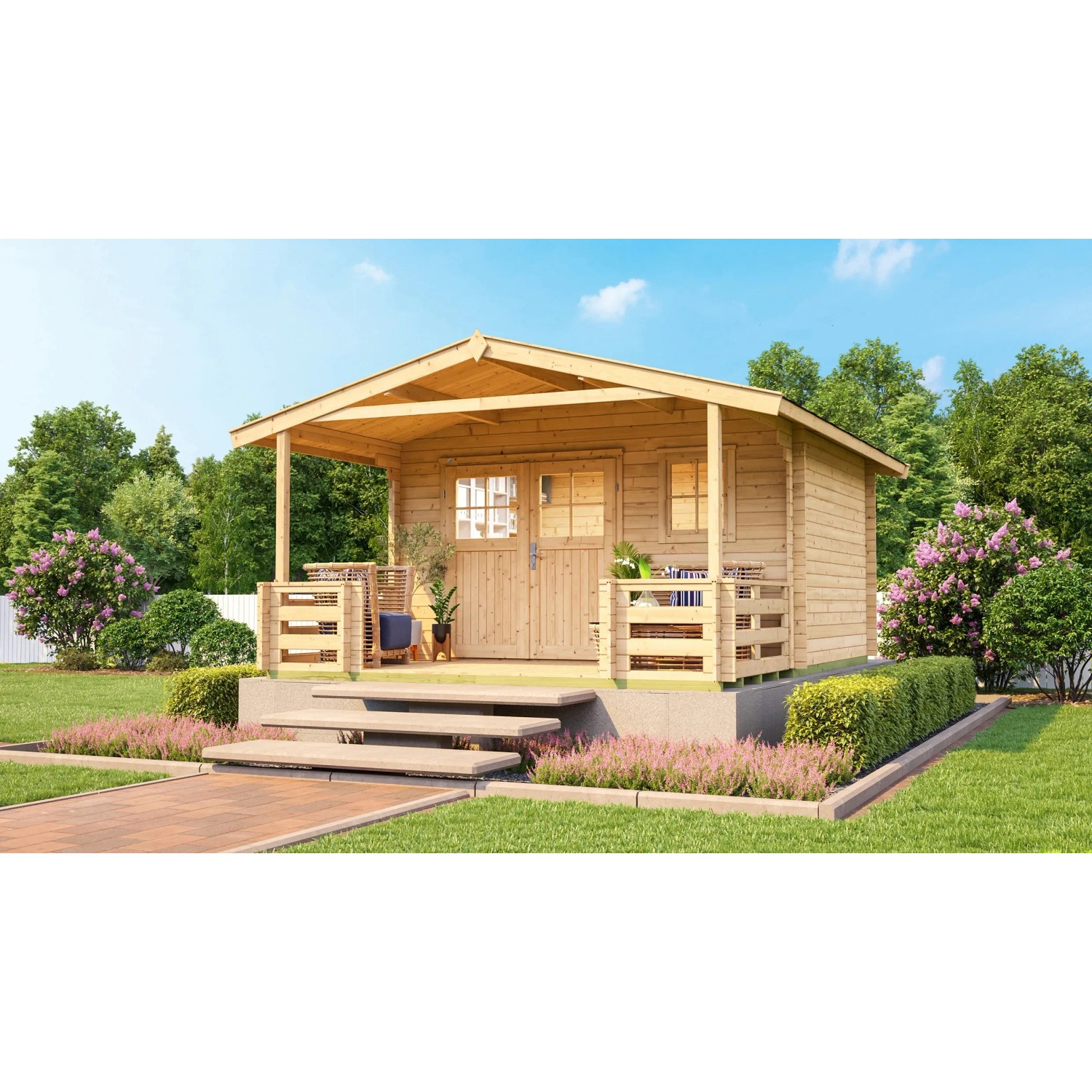 Weka Holz-Gartenhaus Satteldach Unbehandelt 590 cm