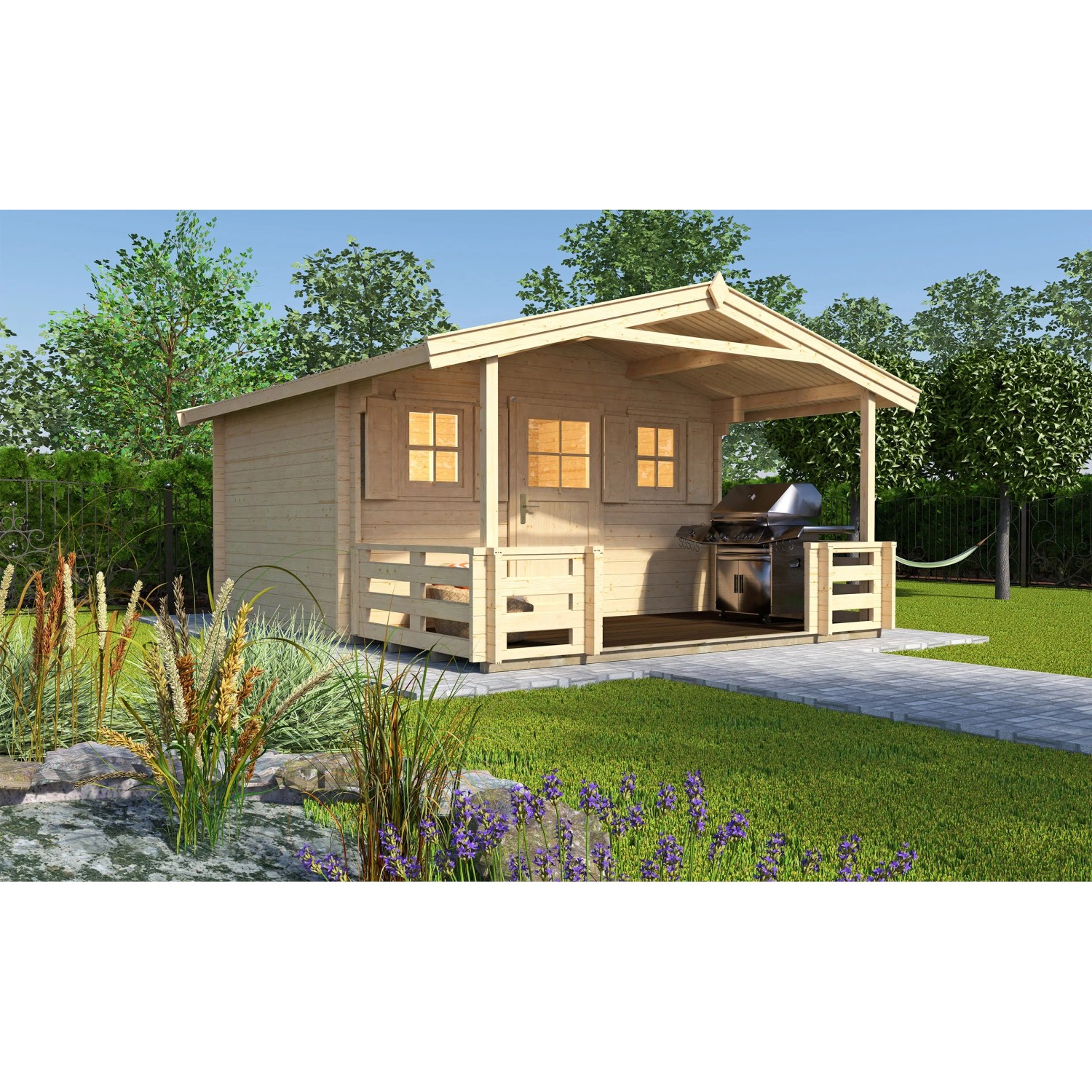Weka Holz-Gartenhaus Satteldach Unbehandelt 590 cm