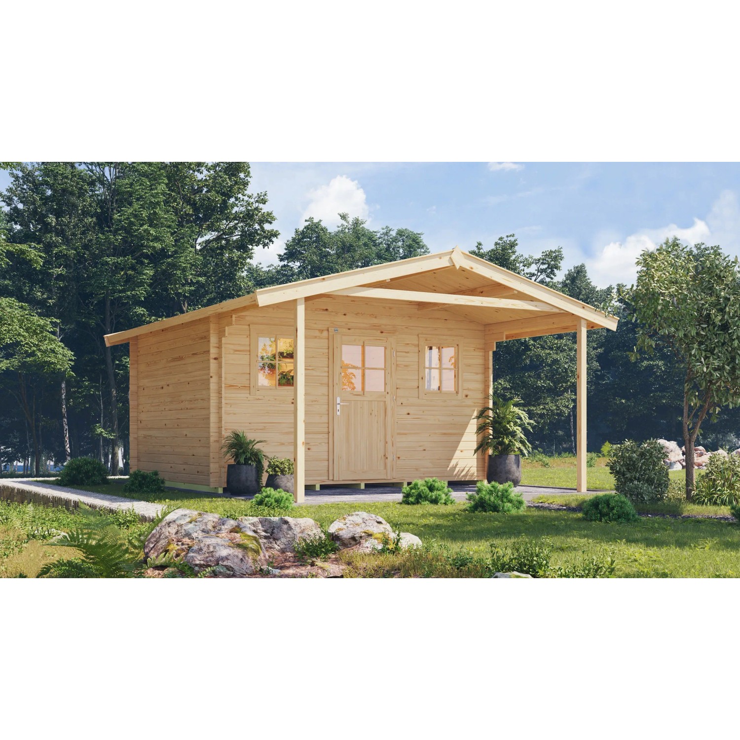 Weka Holz-Gartenhaus Satteldach Unbehandelt 510 cm