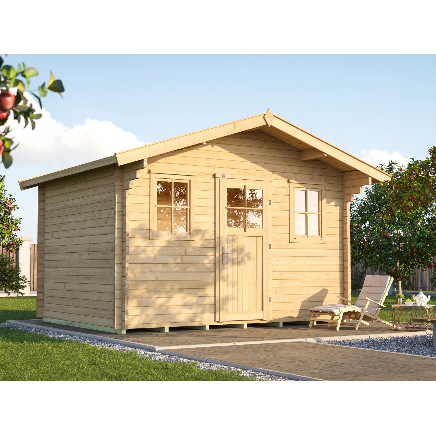 Weka Holz-Gartenhaus Satteldach Unbehandelt 450 cm x 454 cm
