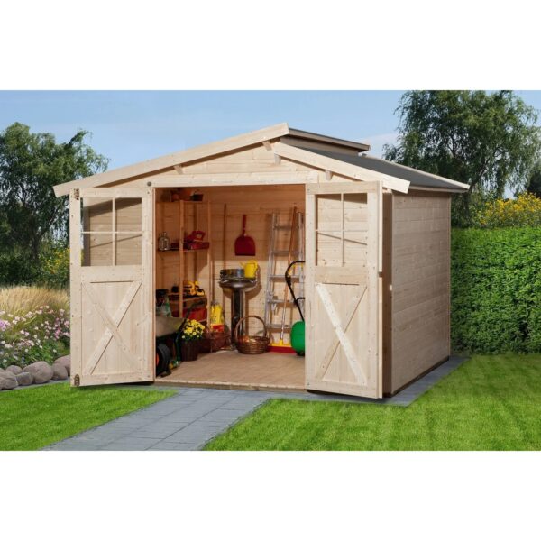 Weka Holz-Gartenhaus Gartenhaus 323 Versetztes Satteldach Unbehandelt 273 cm Weka Holz-Gartenhaus Gartenhaus 323 Versetztes Satteldach Unbehandelt 273 cm