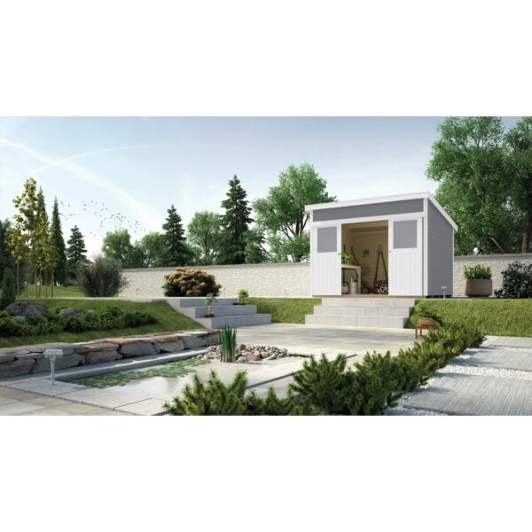 Weka Holz-Gartenhaus Turin Pultdach Lasiert 295 cm x 335 cm