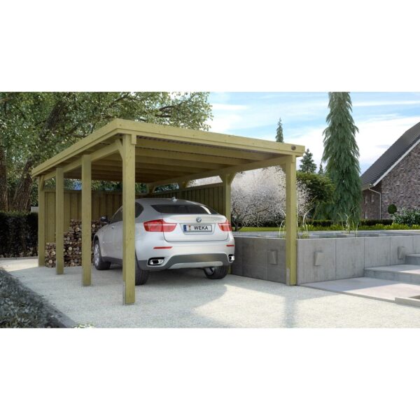 Weka Flachdach-Einzelcarport 617 Gr.2 mit PVC-Dachplatten 322 cm x 612 cm