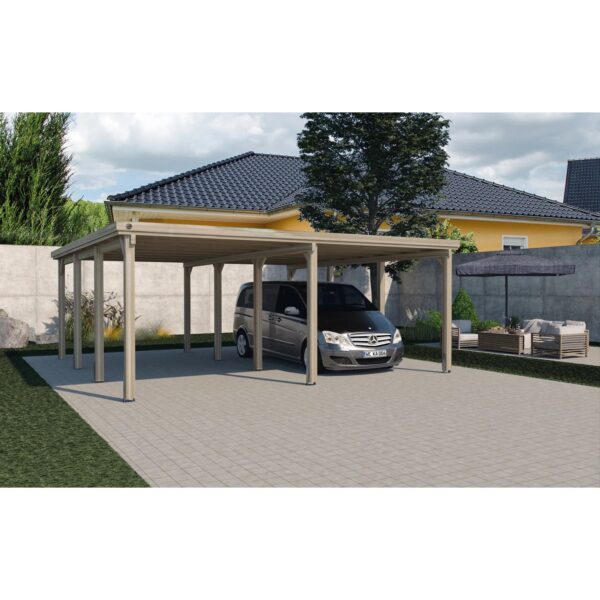 Weka Flachdach-Doppelcarport 618 Gr.2 mit PVC-Dachplatten 603 cm x 612 cm