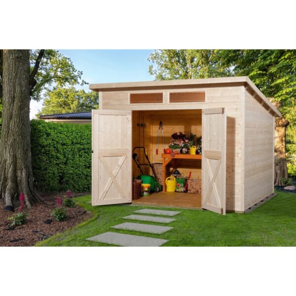 Weka Holz-Gartenhaus Triest Pultdach Unbehandelt 299 cm x 299 cm